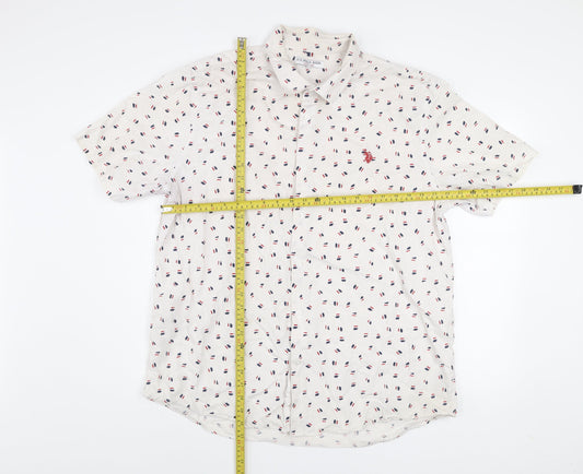 U.S. Polo Assn. Men's White 2XL Short Sleeve Button-Up Shirt