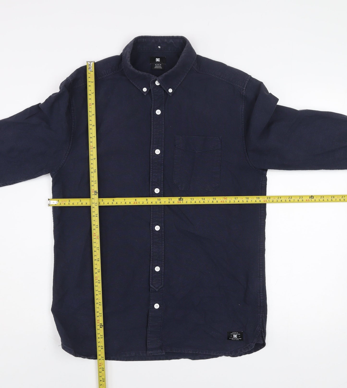 DC Men’s Blue Cotton Button-Up Long Sleeve Casual Shirt M