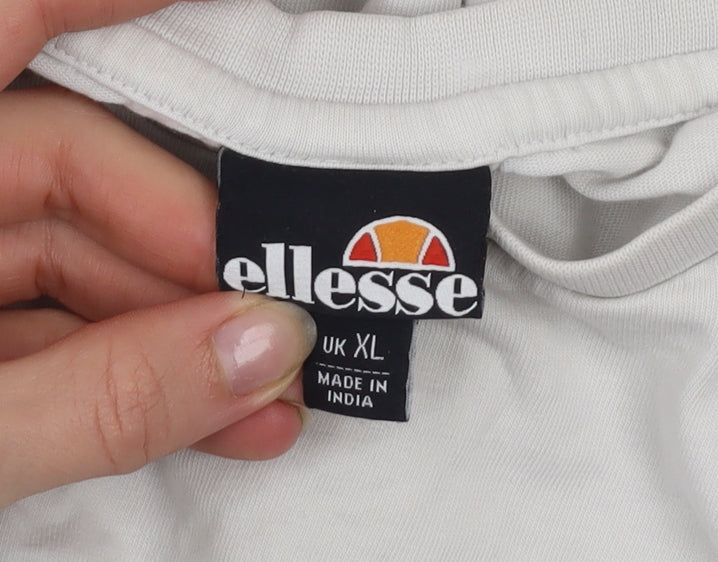 Ellesse Men's White XL Crew Neck Cotton T-Shirt