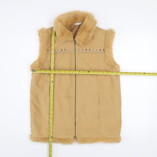 Marks and Spencer Girls Beige Faux Fur Lined Waistcoat 13-14 Years