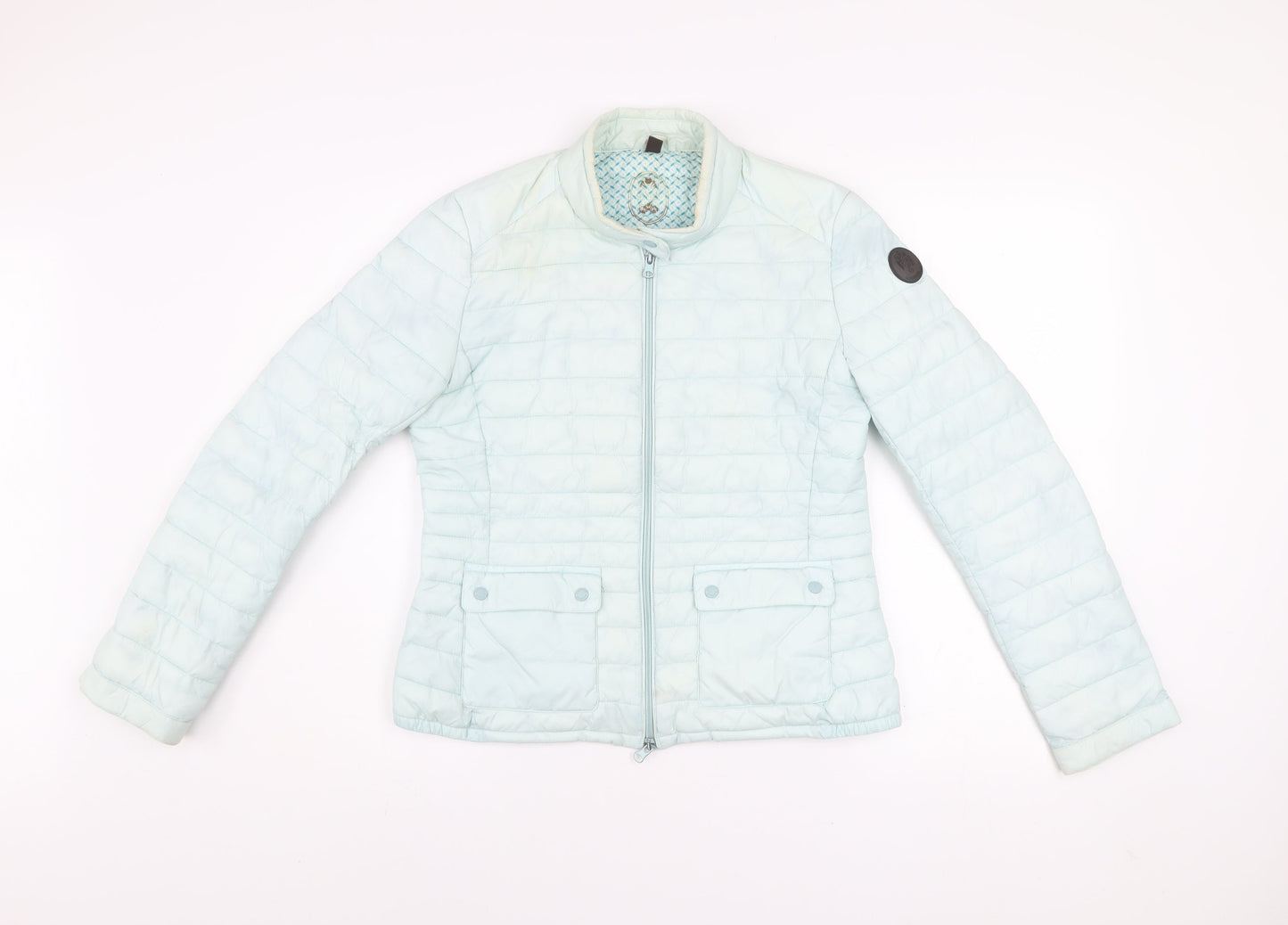 Ganesh Womens Blue Quilted Puffer Jacket Size 10 Lightweight