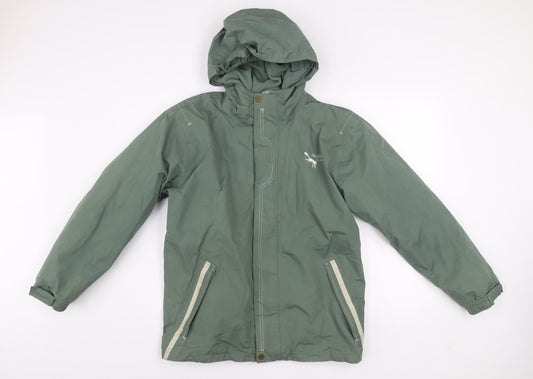 Outdoor Scene Boys Green Hooded Parka Jacket Age 12 Years Waterproof Fleece Lined