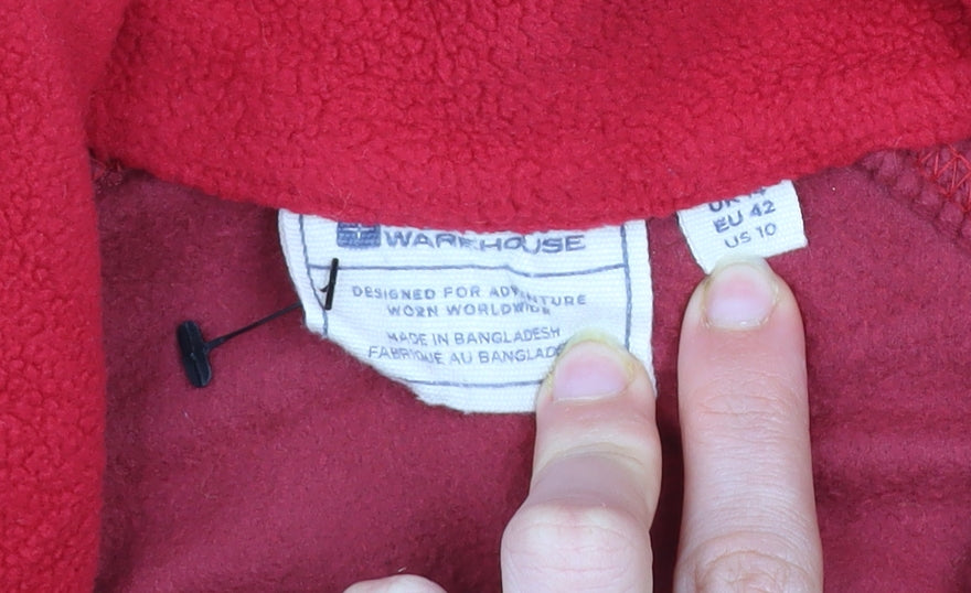 Mountain Warehouse Women Red Fleece 1/4 Zip Pullover UK 14