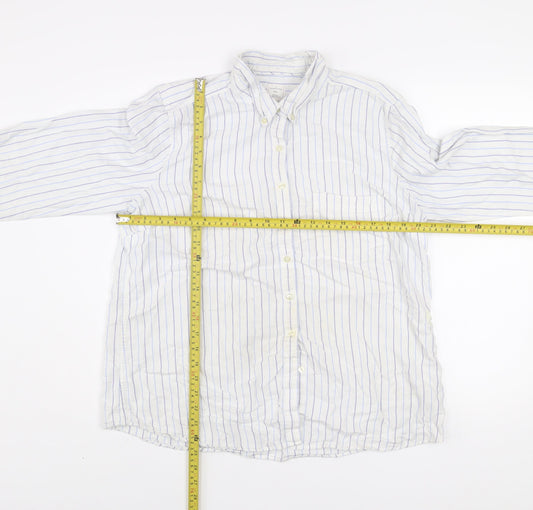 Gap Men's White Striped XL Relaxed Fit Button-Up Cotton Shirt