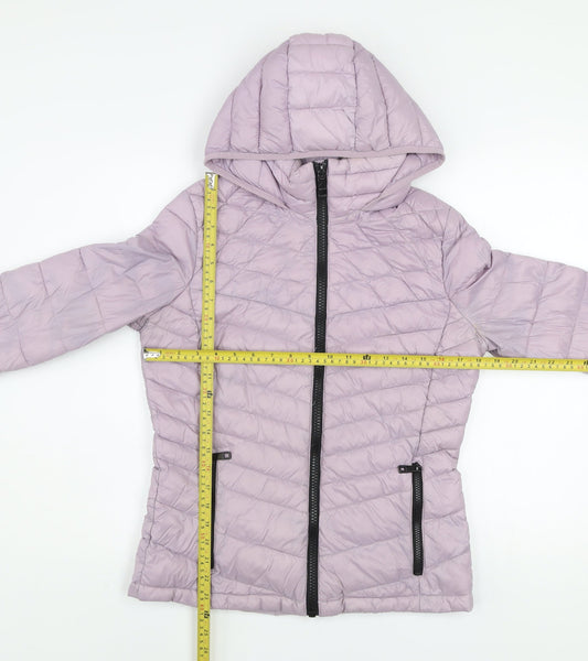 Calvin Klein Womens Purple Hooded Puffer Jacket Size S