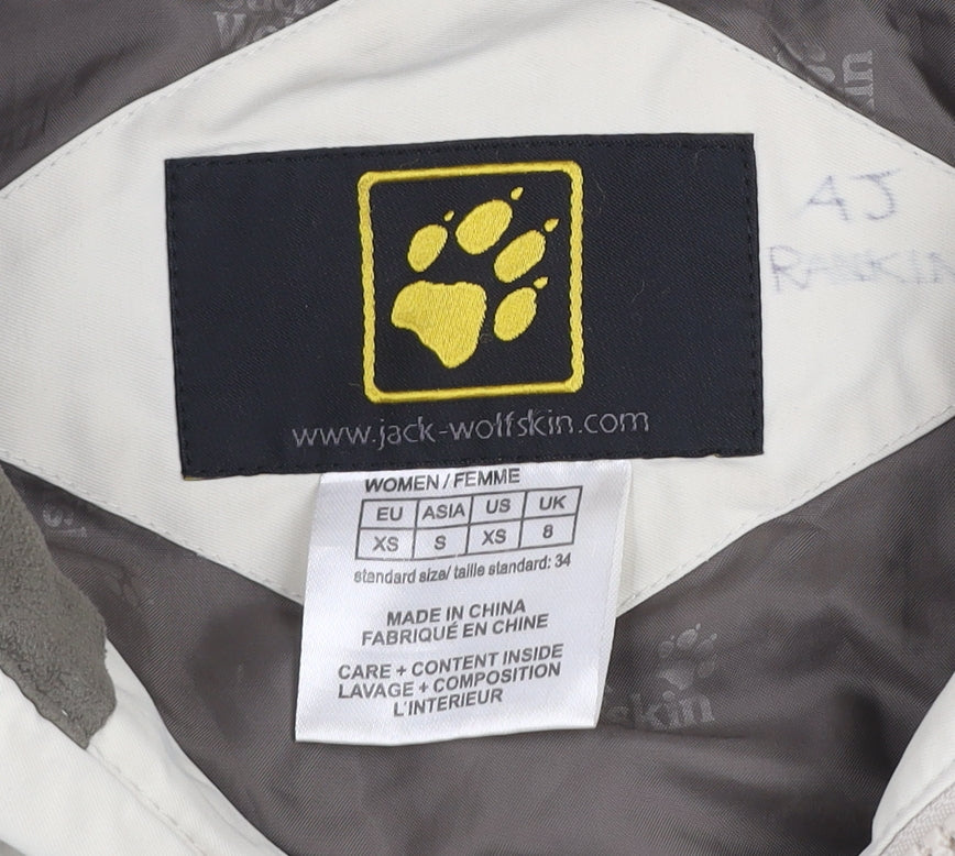Jack Wolfskin Women Beige Puffer Jacket Size 8 Hooded Winter Coat