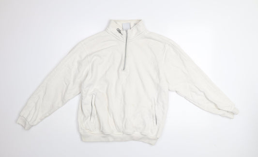 Adidas Men's White 1/2 Zip Cotton Sweatshirt Size M