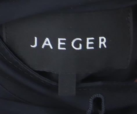 Jaeger Womens Black Belted Double-Breasted Trench Coat Size 12