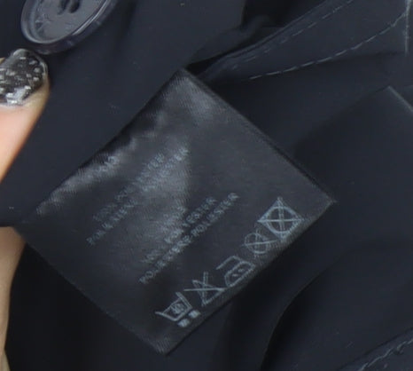 Jaeger Womens Black Belted Double-Breasted Trench Coat Size 12