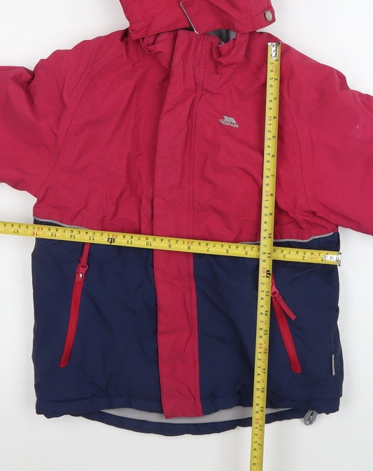 Trespass Boys Red & Blue Waterproof Hooded Puffer Jacket 9-10 Years