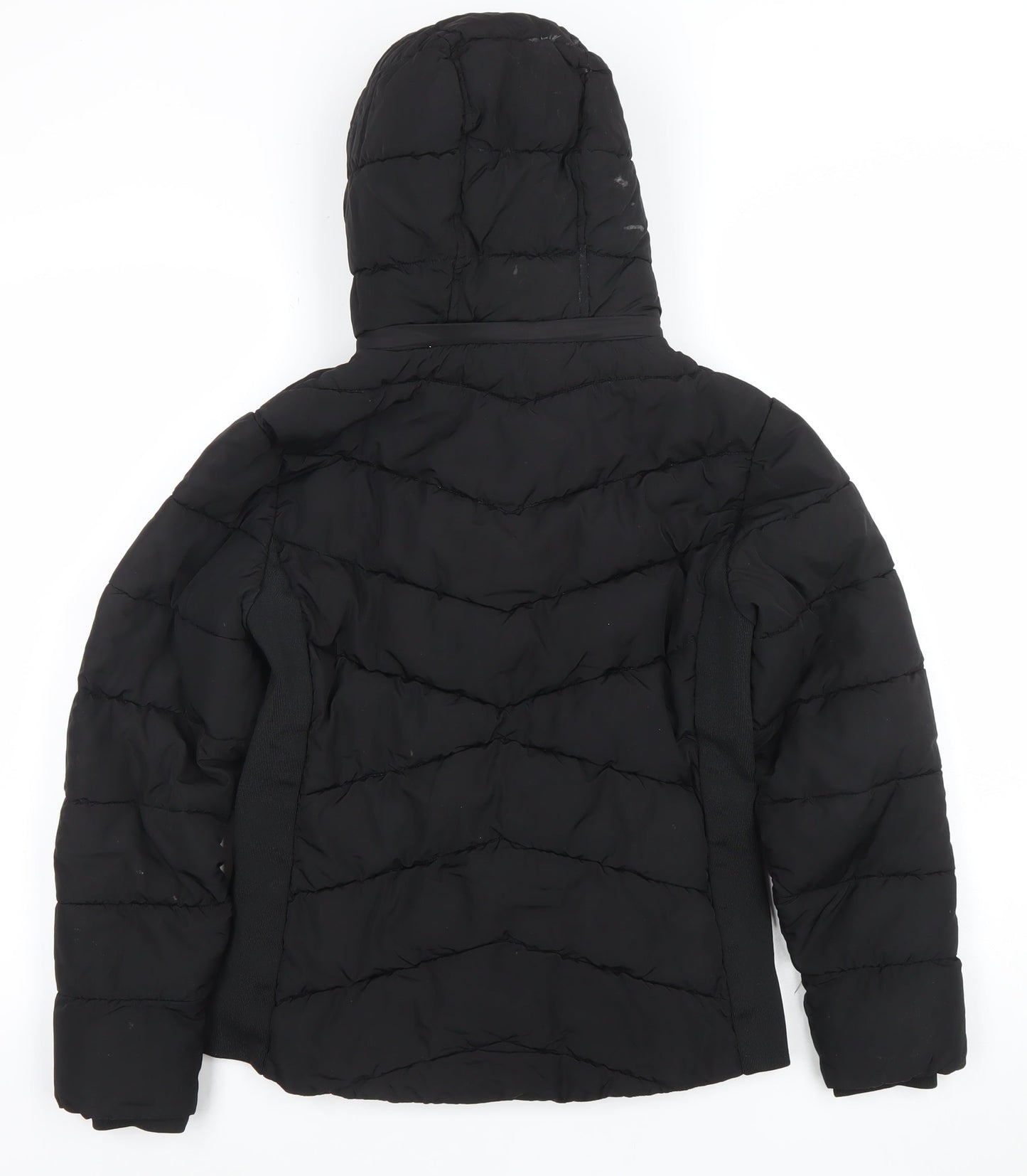Diesel Women's Black XS Puffer Jacket Hooded Quilted Winter Coat