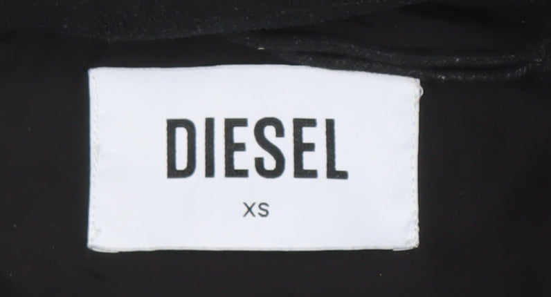 Diesel Women's Black XS Puffer Jacket Hooded Quilted Winter Coat