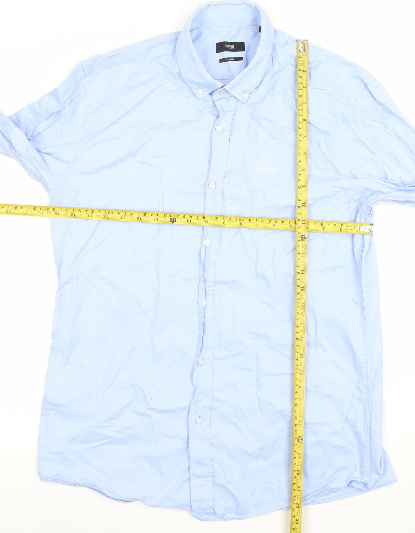 Hugo Boss Men's Blue Slim Fit Long Sleeve Cotton Dress Shirt L 41cm