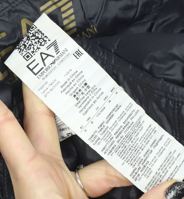 Emporio Armani EA7 Men's Black Medium Puffer Jacket Lightweight Nylon