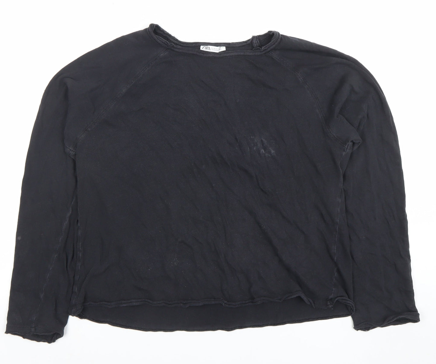 ZARA Women's Black Long Sleeve Basic Cotton T-Shirt Size S