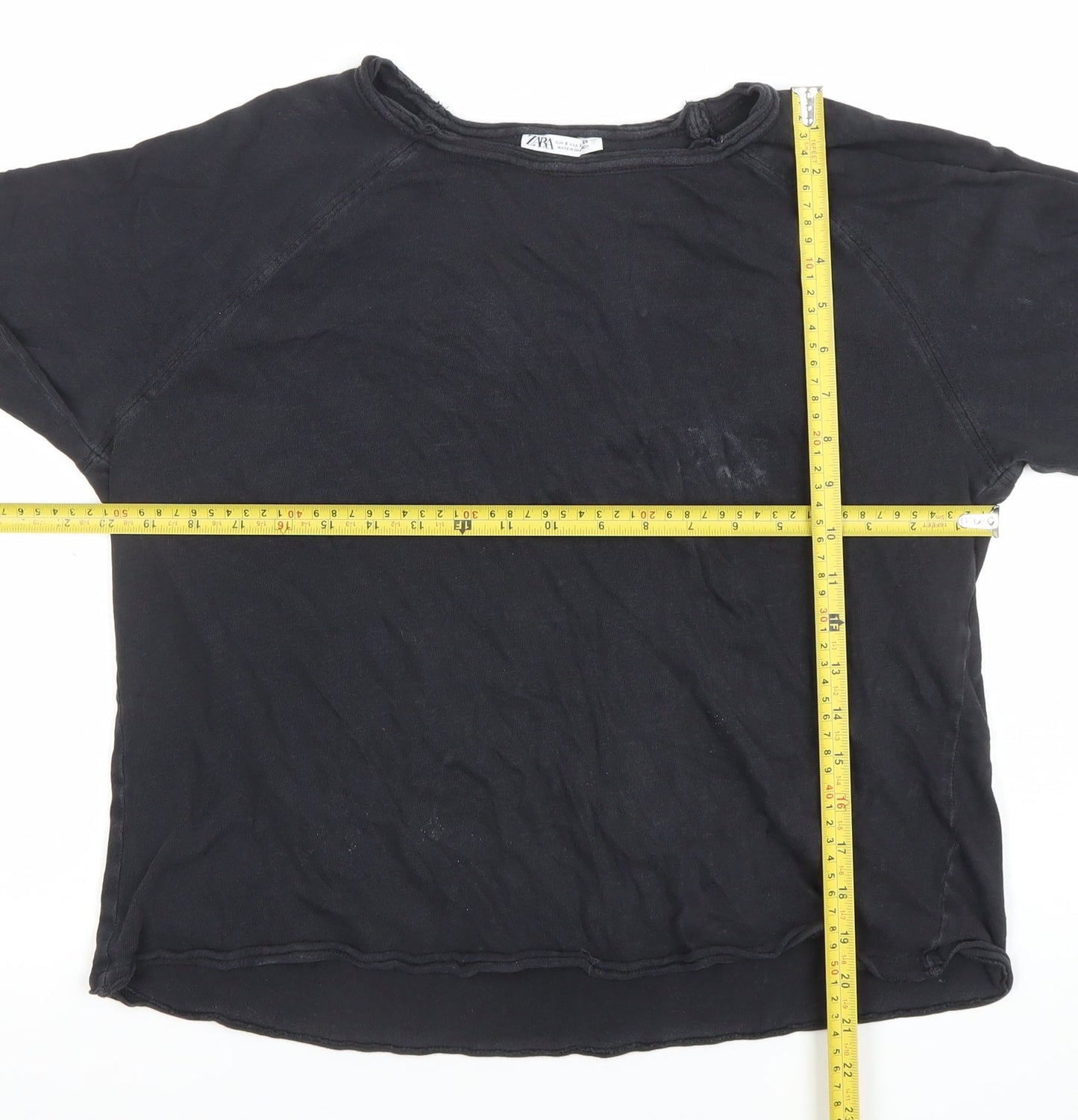 ZARA Women's Black Long Sleeve Basic Cotton T-Shirt Size S