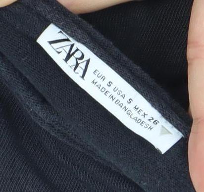 ZARA Women's Black Long Sleeve Basic Cotton T-Shirt Size S