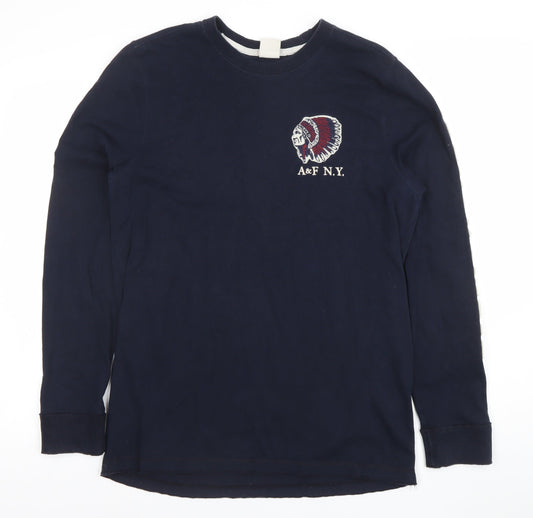 Abercrombie & Fitch Men's Blue Crew Neck Athletic Sweatshirt L