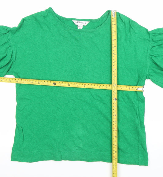 L.K. Bennett Women’s Green Flutter Sleeve Cotton Blend T-Shirt XS