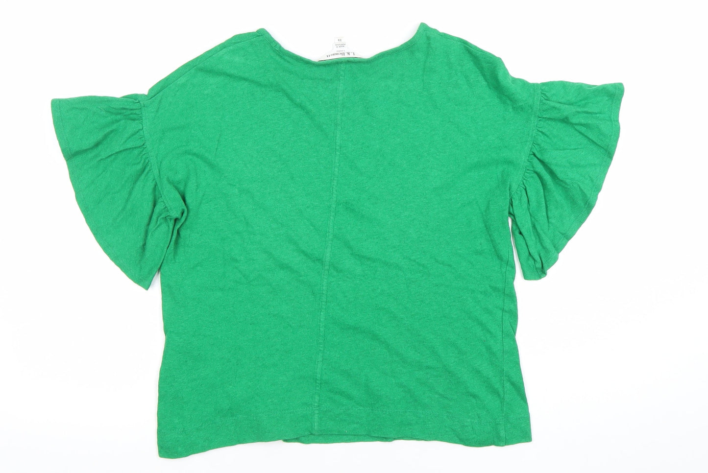 L.K. Bennett Women’s Green Flutter Sleeve Cotton Blend T-Shirt XS