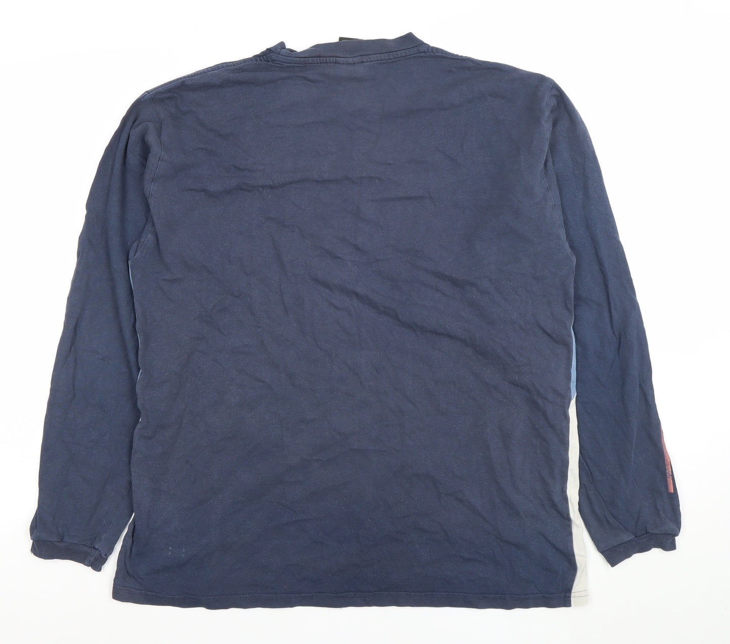 Quiksilver Men's Blue Long Sleeve Colourblock Cotton T-Shirt Size L