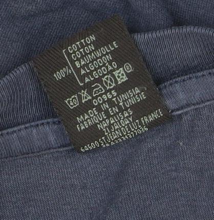 Quiksilver Men's Blue Long Sleeve Colourblock Cotton T-Shirt Size L