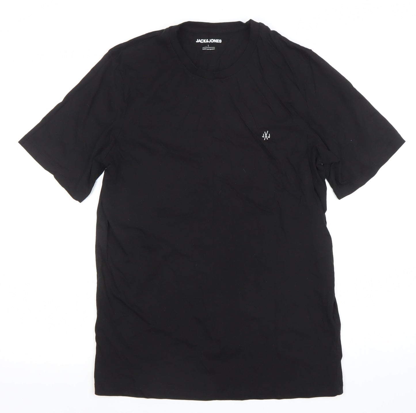 Jack & Jones Men's Black Crew Neck Cotton T-Shirt Size L