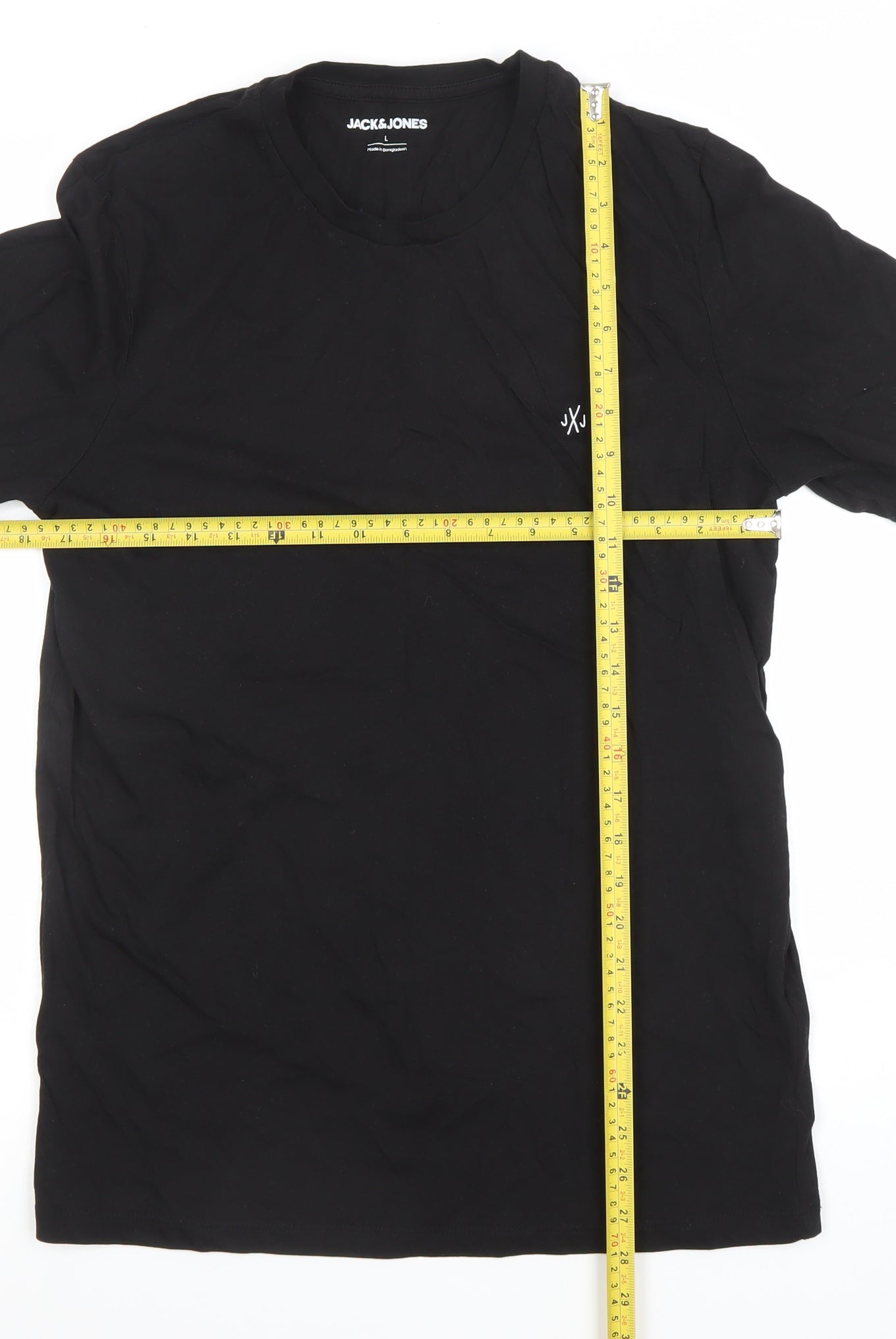 Jack & Jones Men's Black Crew Neck Cotton T-Shirt Size L