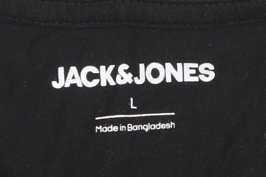 Jack & Jones Men's Black Crew Neck Cotton T-Shirt Size L