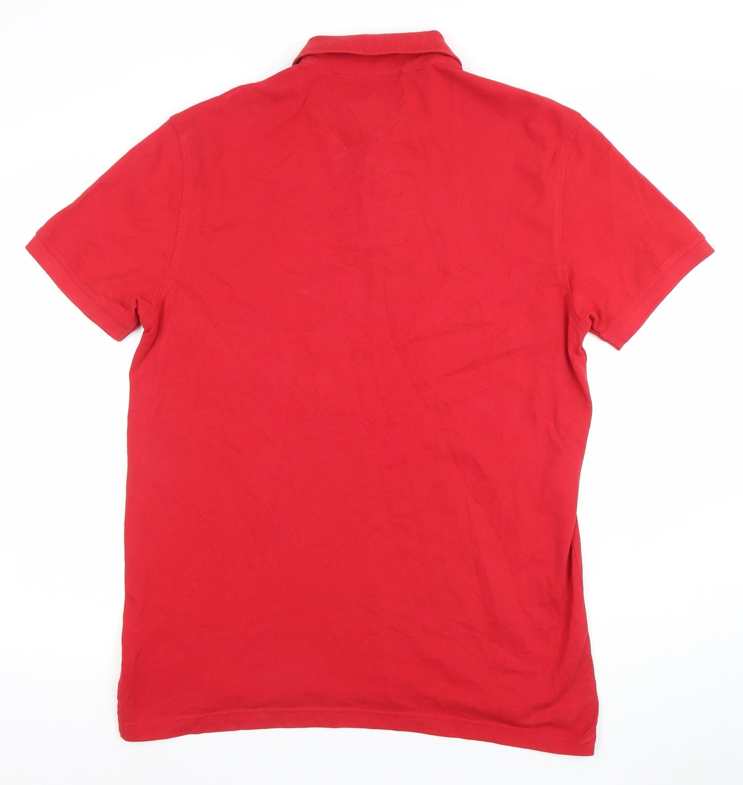 Tommy Hilfiger Men's Red Regular Fit Polo Shirt Size L Cotton Stretch