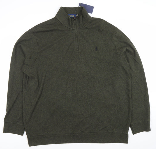 Polo Ralph Lauren Men's Green 2XL 1/4 Zip Pullover Sweatshirt