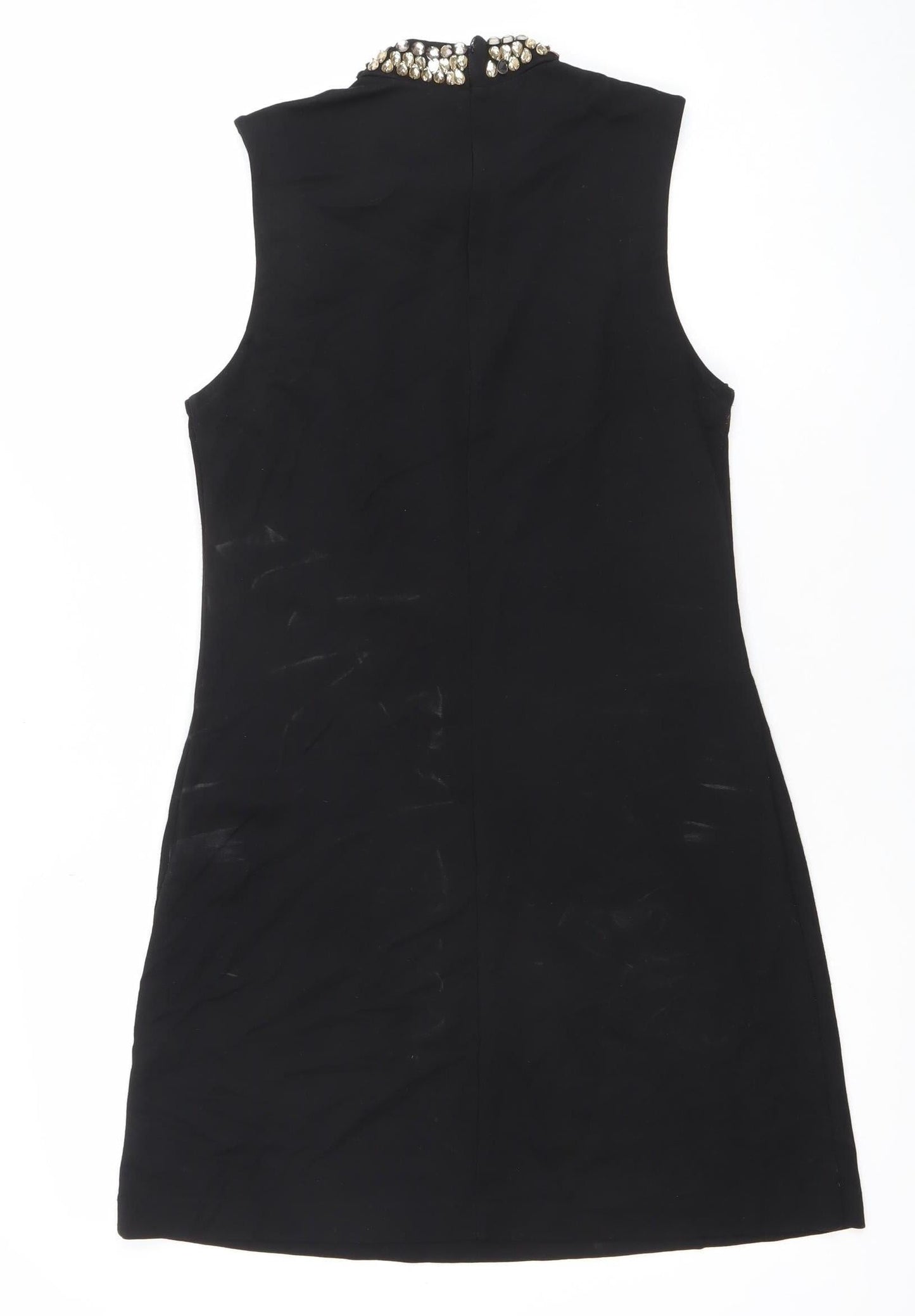 H&M Women’s Black Beaded Sheath Dress Size 8 Sleeveless Party Wear