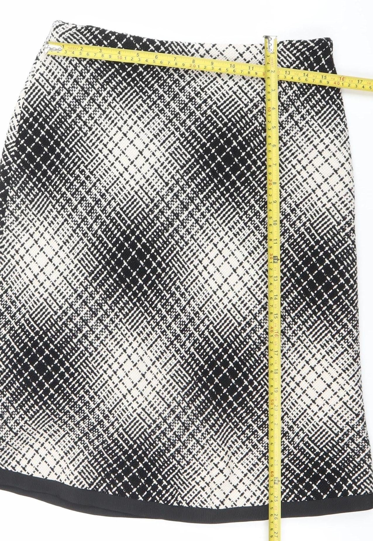 Steilmann Women Black Check Tweed Knee Length Pencil Skirt Size 14