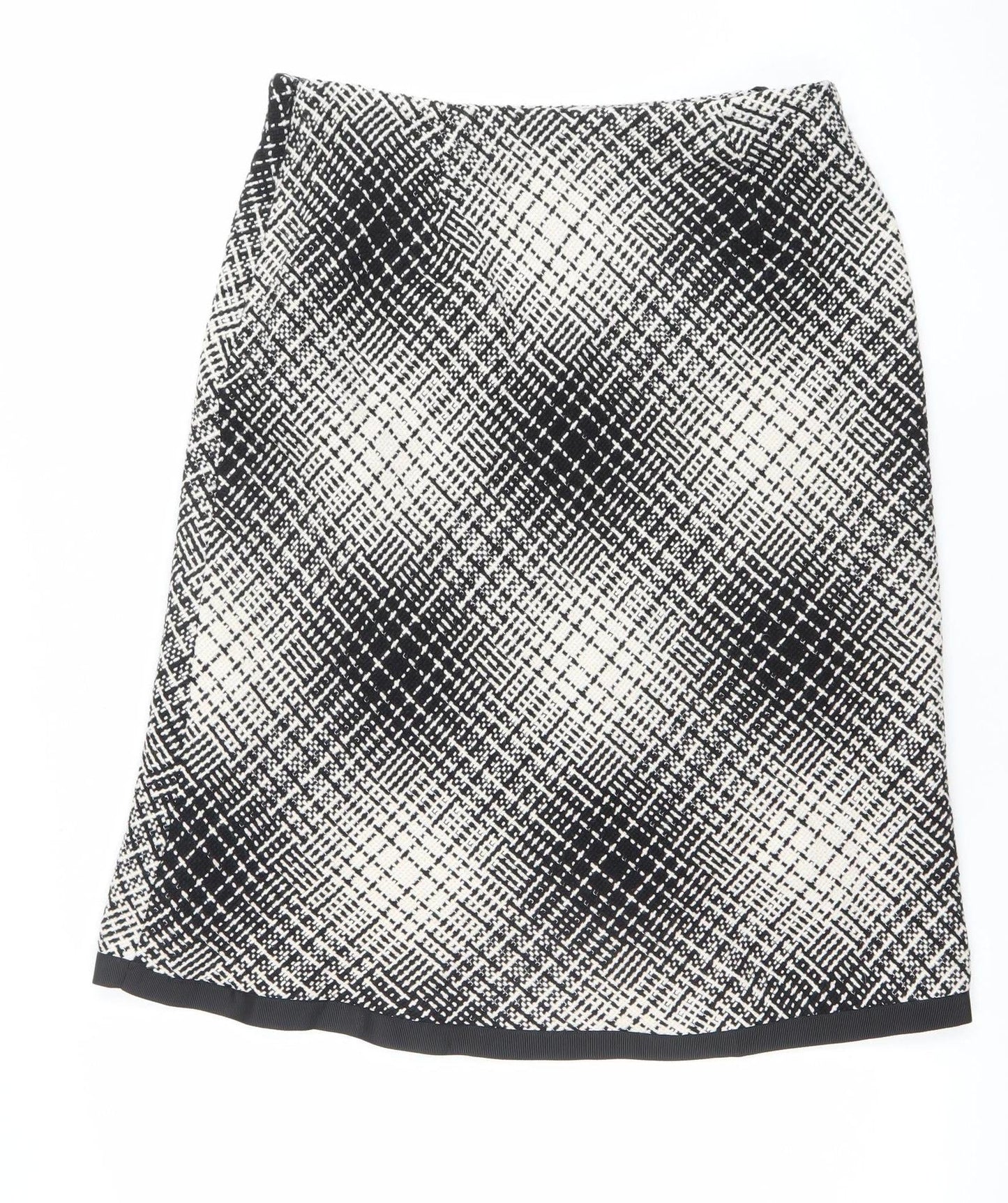 Steilmann Women Black Check Tweed Knee Length Pencil Skirt Size 14
