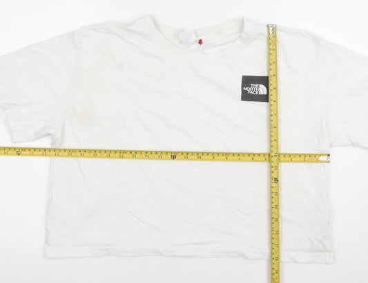The North Face Womens White Cotton Relaxed Fit Short Sleeve T-Shirt L