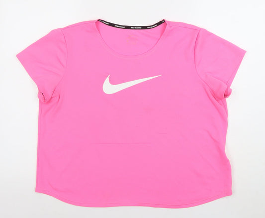 Nike Women's Pink Dri-FIT Running T-Shirt Size L Breathable Activewear Top