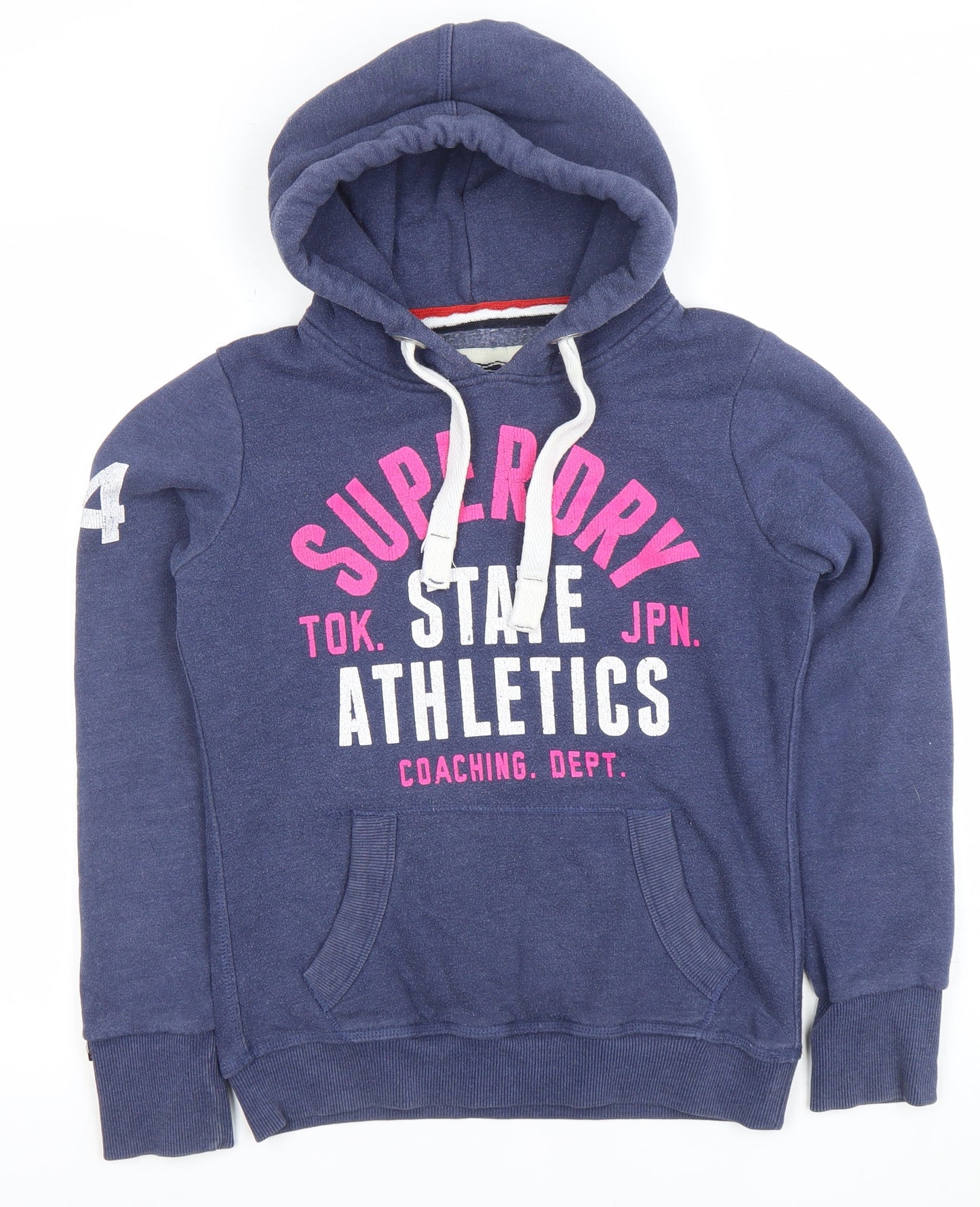 Superdry Women Blue Pullover Hoodie Small Athletic Graphic Print