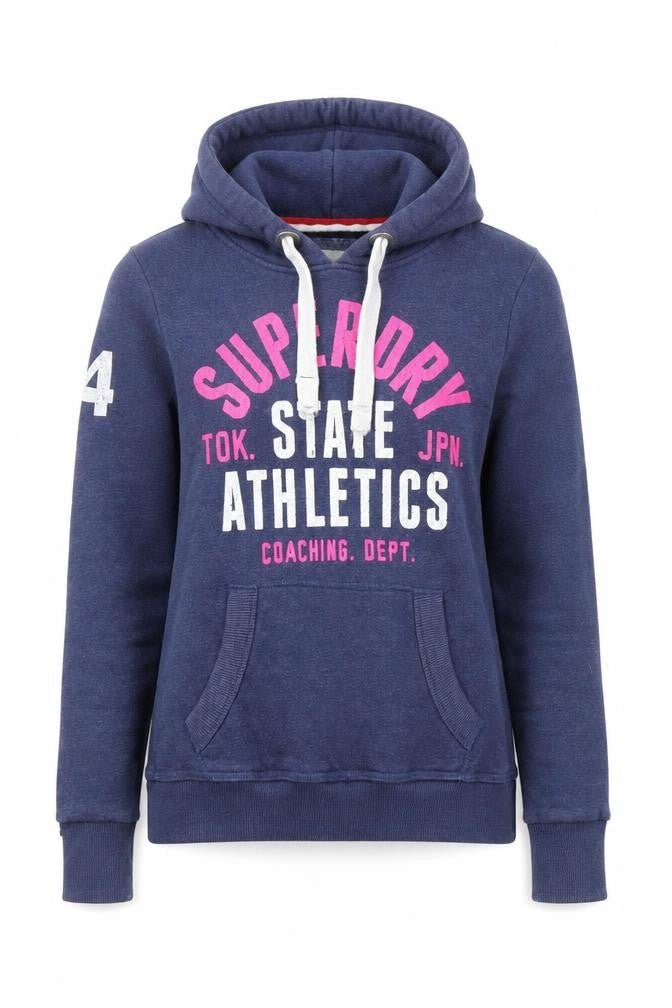 Womens UK S Regular Superdry Blue Pullover Hoodie