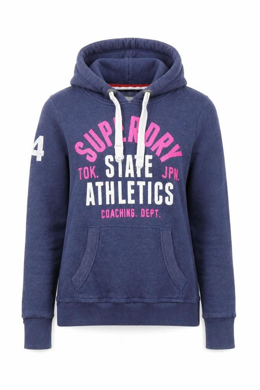 Womens UK S Regular Superdry Blue Pullover Hoodie