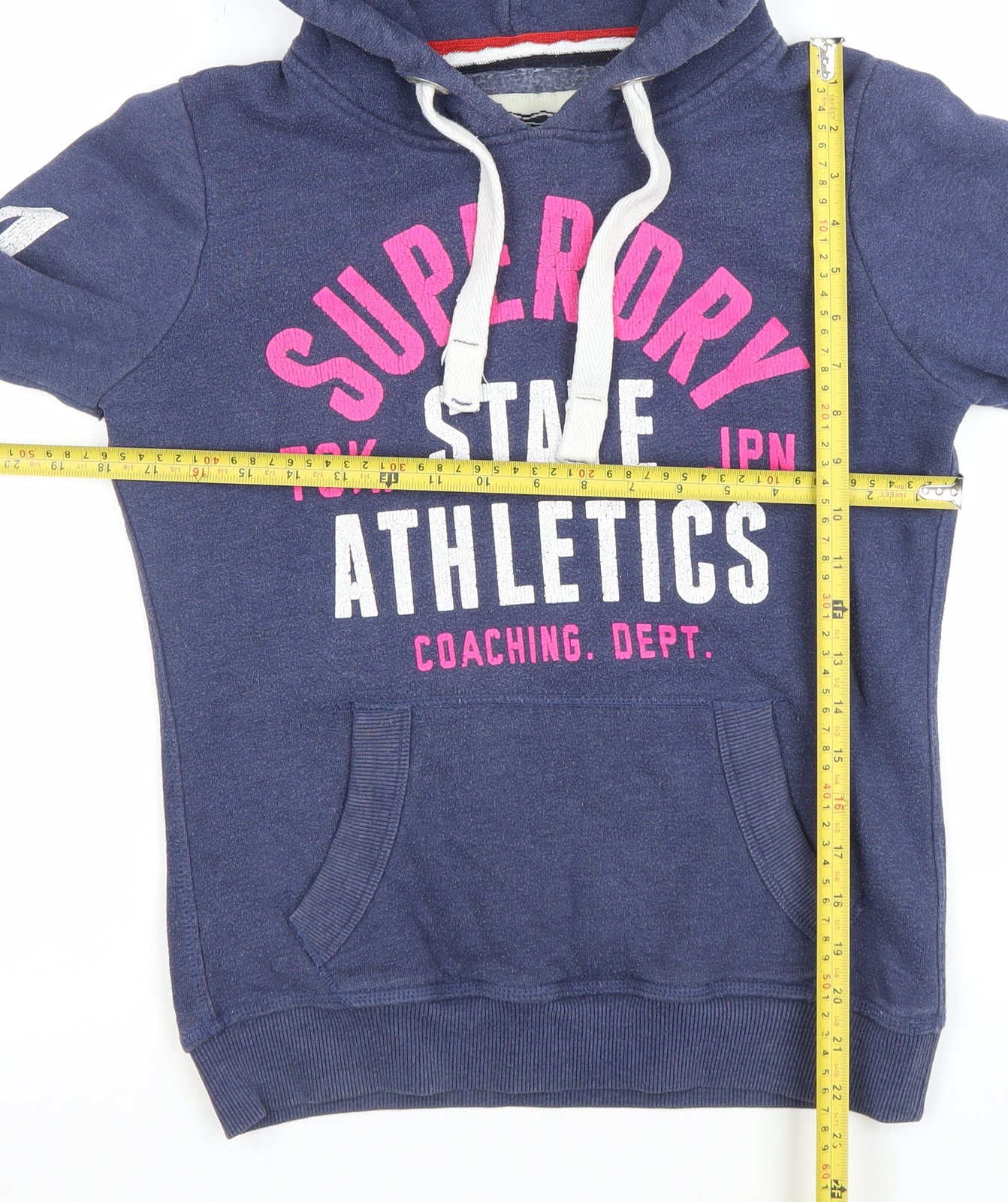 Superdry Women Blue Pullover Hoodie Small Athletic Graphic Print