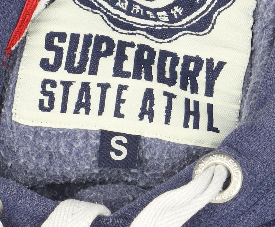 Superdry Women Blue Pullover Hoodie Small Athletic Graphic Print