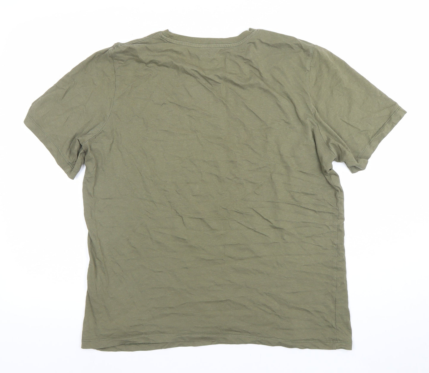 Jack & Jones Men's Green Cotton Crew Neck Short Sleeve T-Shirt Size L