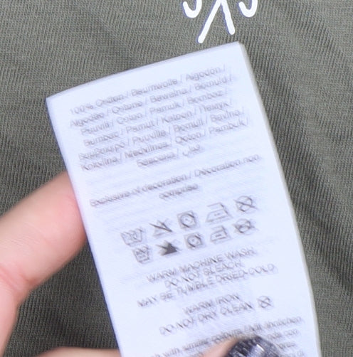 Jack & Jones Men's Green Cotton Crew Neck Short Sleeve T-Shirt Size L