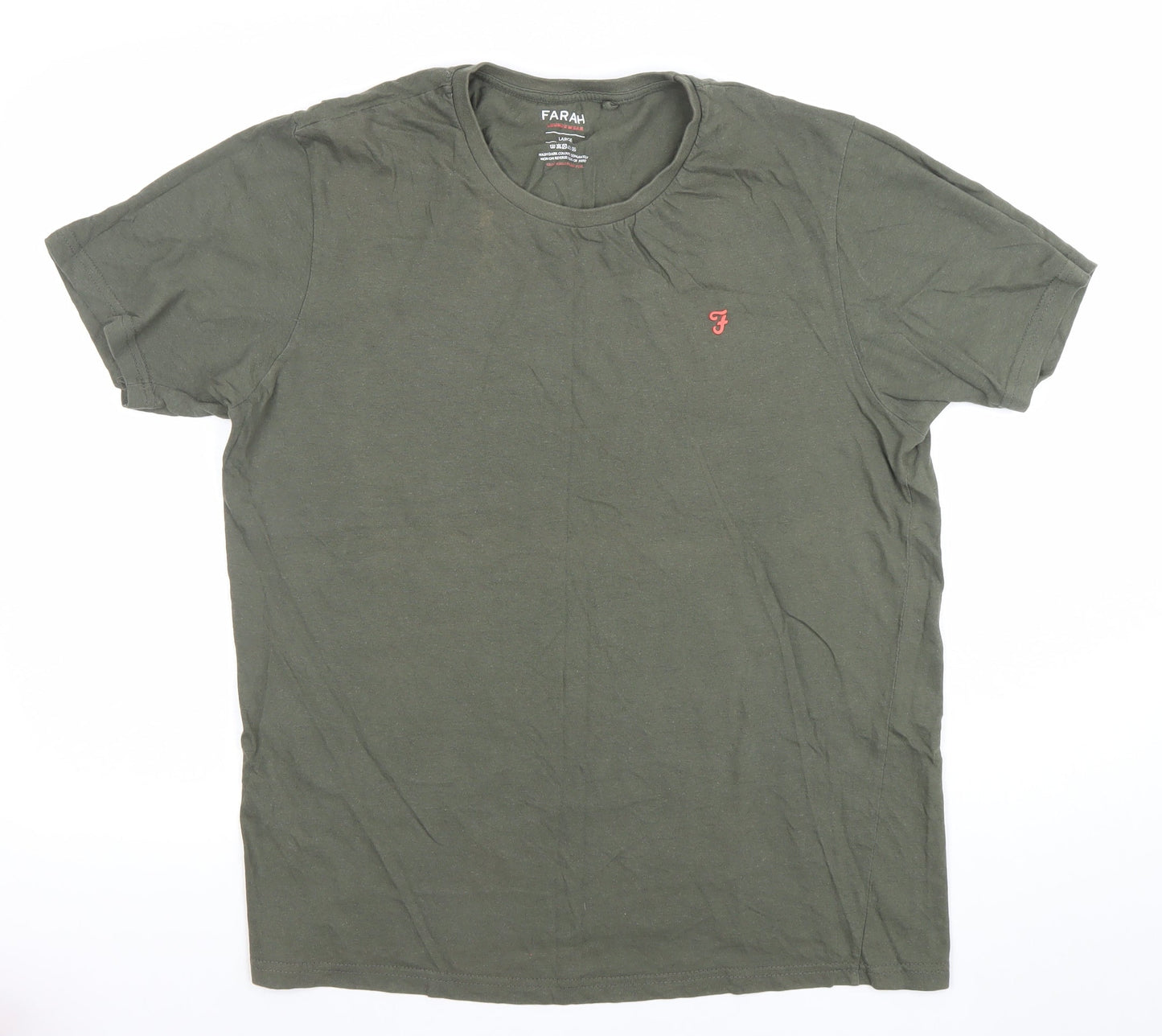 Farah Men's Green Cotton Crew Neck Short Sleeve T-Shirt Size L