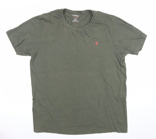 Farah Men's Green Cotton Crew Neck Short Sleeve T-Shirt Size L