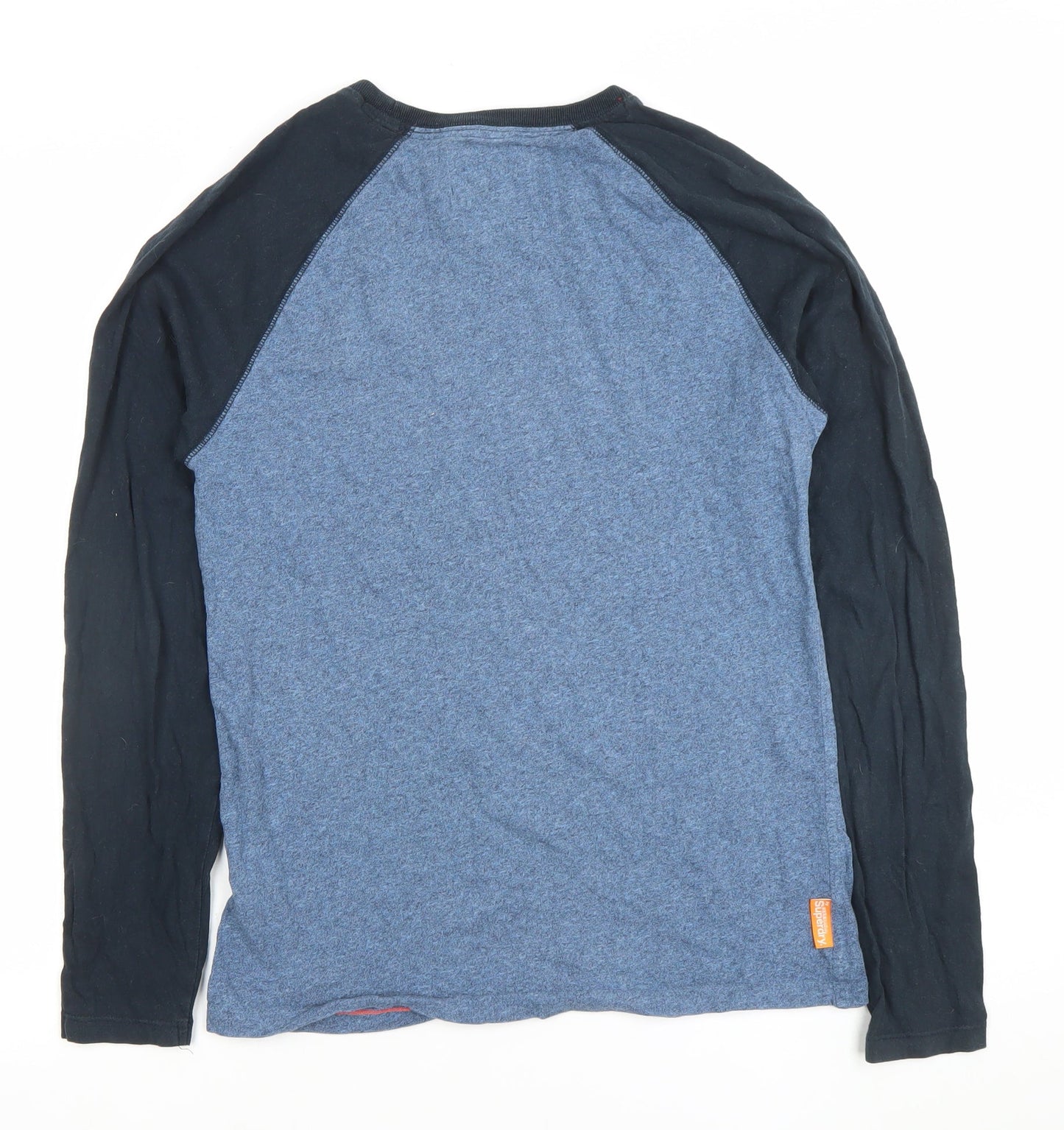 Superdry Men's Blue Long Sleeve Crew Neck Cotton T-Shirt Size M