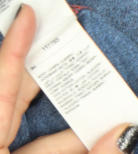 Superdry Men's Blue Long Sleeve Crew Neck Cotton T-Shirt Size M