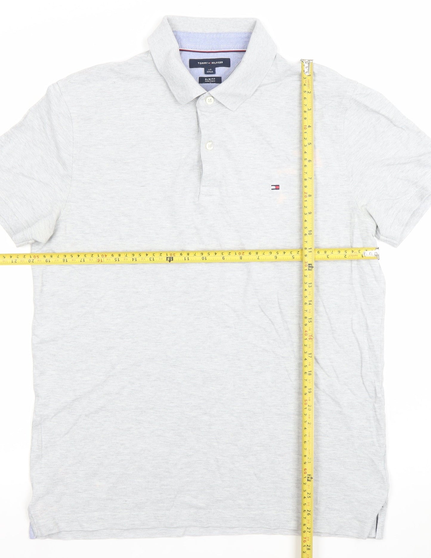 Tommy Hilfiger Men's Grey Slim Fit Polo Shirt Size L