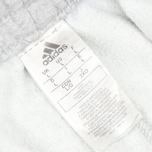 Adidas Men’s Grey L Sweatpants Joggers in Fleece with Side Stripes