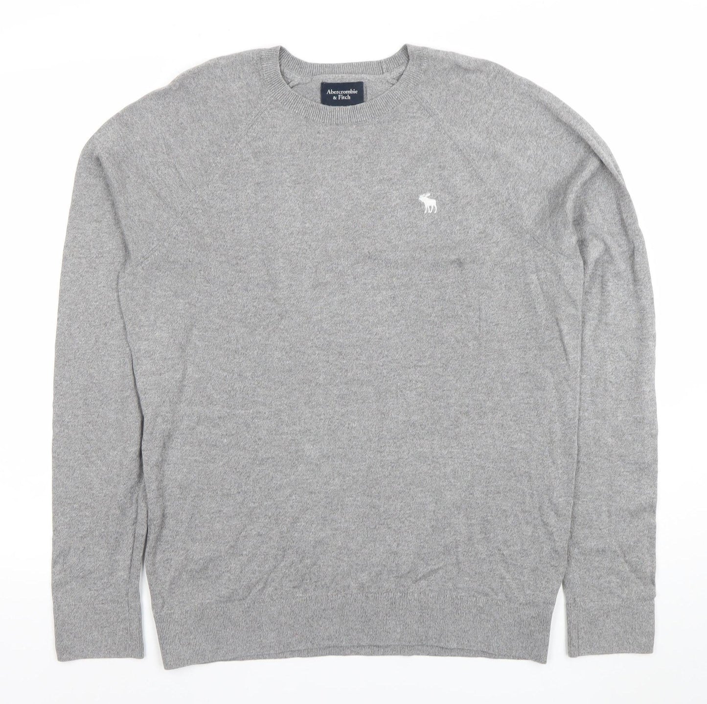 Abercrombie & Fitch Men's Grey Cotton Crew Neck Pullover Jumper L